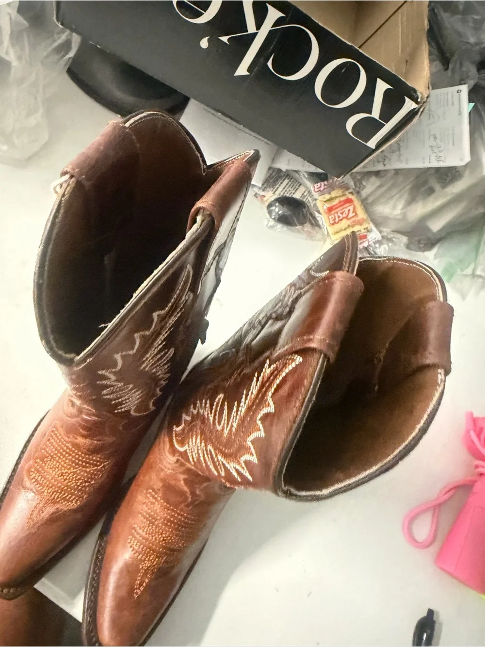 ROCKEM boots size 9 toddler brown cowboy boots new with damaged box 4721